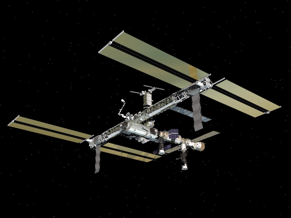Computer generated view of the International Space Station Canvas Art - Stocktrek Images (32 x 24)