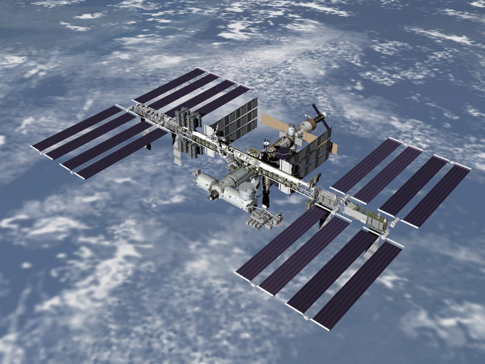 Computer generated view of the International Space Station Canvas Art - Stocktrek Images (32 x 24)