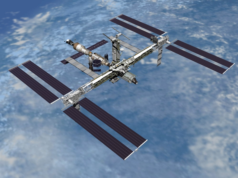 Computer generated view of the International Space Station Canvas Art - Stocktrek Images (32 x 24)