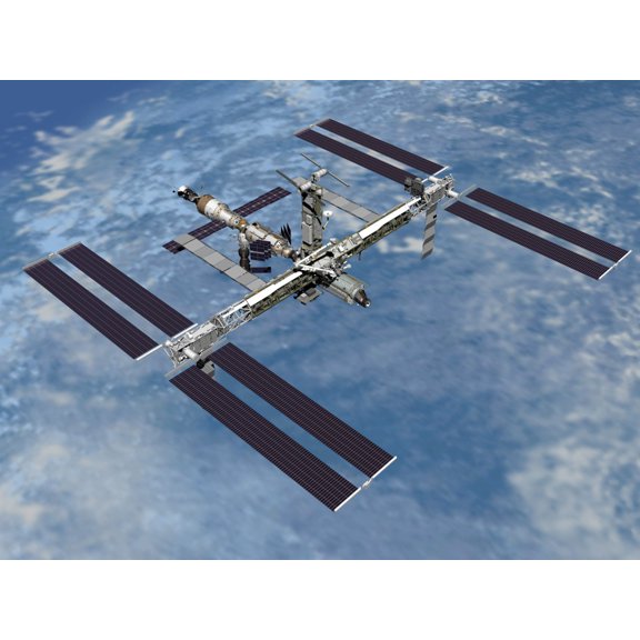 Computer generated view of the International Space Station Canvas Art - Stocktrek Images (32 x 24)