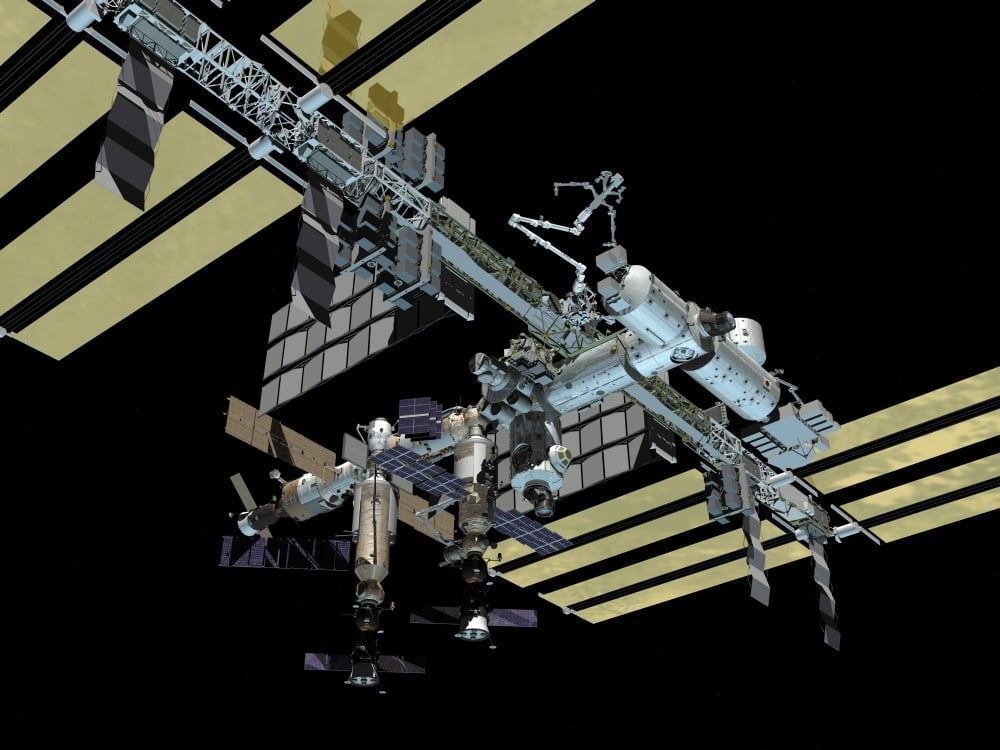 Computer generated view of the International Space Station Canvas Art - Stocktrek Images (32 x 24)