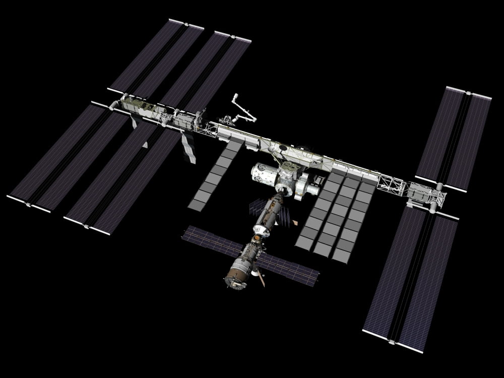 Computer generated view of the International Space Station Canvas Art - Stocktrek Images (32 x 24)
