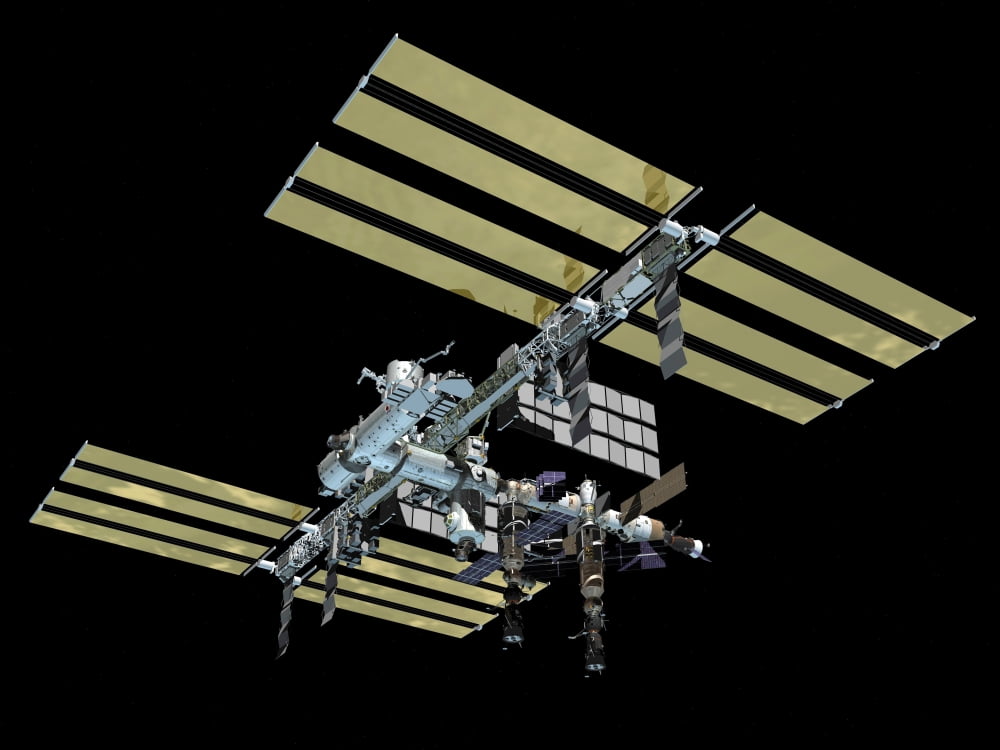 Computer generated view of the International Space Station Canvas Art - Stocktrek Images (32 x 24)