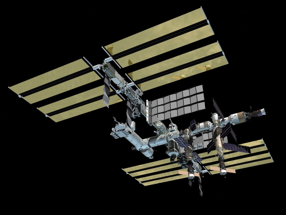 Computer generated view of the International Space Station Canvas Art - Stocktrek Images (32 x 24)