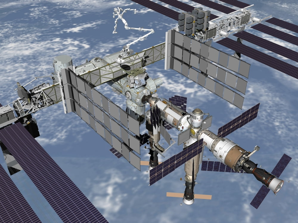 Computer generated view of the International Space Station Canvas Art - Stocktrek Images (32 x 24)