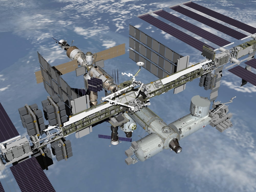 Computer generated view of the International Space Station Canvas Art - Stocktrek Images (32 x 24)