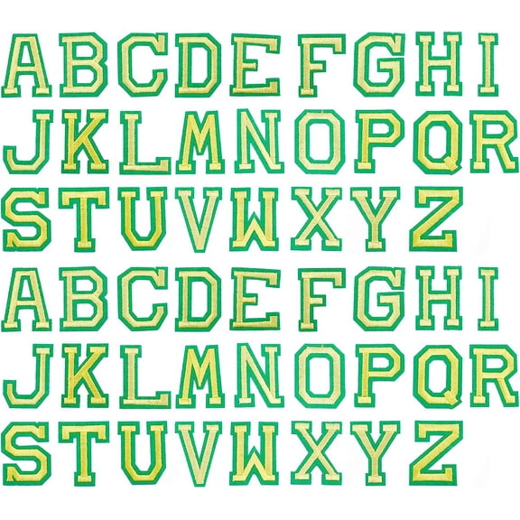 Computerized Embroidery Cloth Iron On Patches Costume Accessories Appliques Alphabet Letter A~Z Lime 47.5~51x15~39.5x1.5mm 26pcs/set 2sets/bag