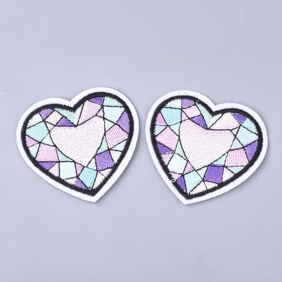Computerized Embroidery Cloth Iron On Patches Costume Accessories Appliques Heart Lavender Blush 53x58x1mm DIY