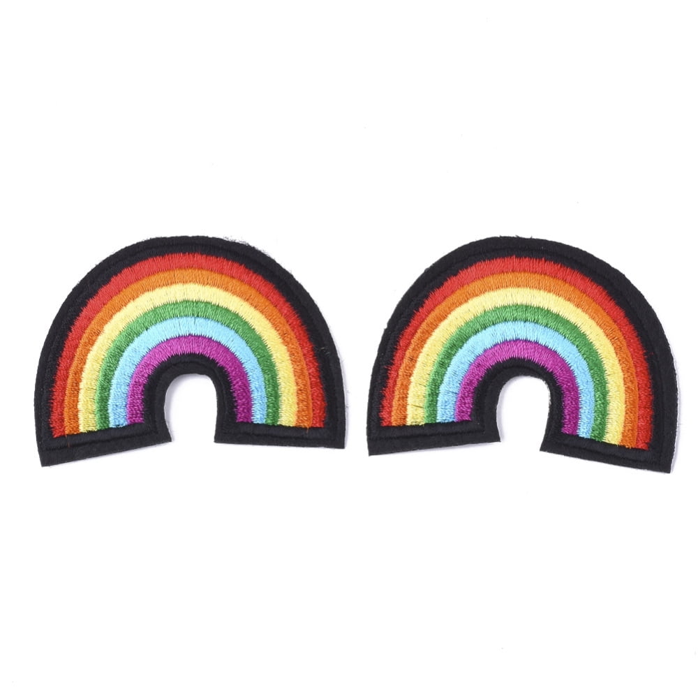 Computerized Embroidery Cloth Iron On Patches Costume Accessories Appliques Rainbow Colorful 44x61x2mm diy