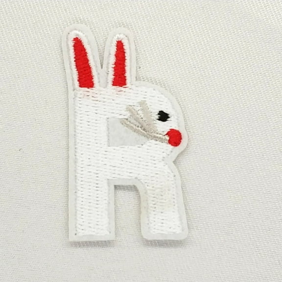 Computerized Embroidery Cloth Iron on/Sew on Patches Costume Accessories Appliques Letter White Letter.R 51x28mm