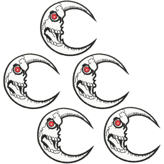 Computerized Embroidery Cloth Iron on/Sew on Patches Costume Accessories Appliques Moon White 76mm