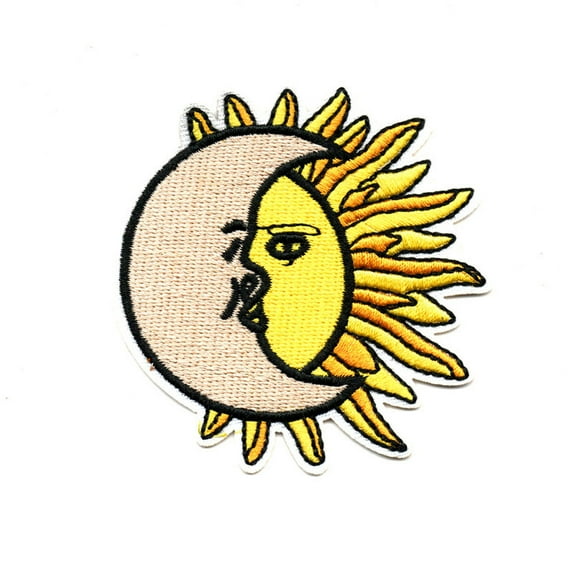 Computerized Embroidery Cloth Iron on/Sew on Patches Costume Accessories Appliques Moon with Sun Colorful 70x69mm