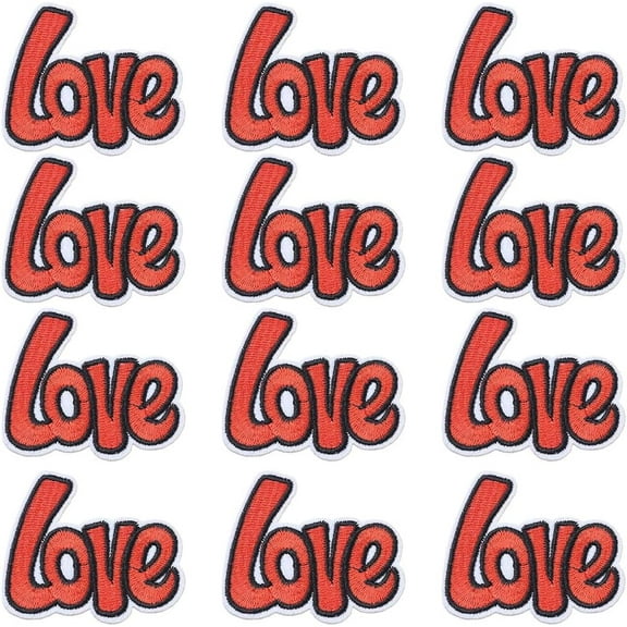Computerized Embroidery Cloth Iron on/Sew on Patches Costume Accessories Appliques Word Love Red 50x59x2mm