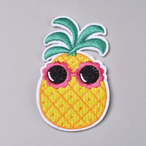 Computerized Embroidery Cloth Iron on/Sew on Patches Costume Accessories Appliques for Backpacks Clothes Pineapple golden 78x46.5x1.5mm