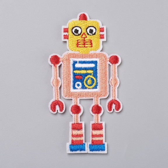 Computerized Embroidery Cloth Iron on/Sew on Patches Costume Accessories Appliques for Backpacks Clothes Robot Colorful 77x39x2mm
