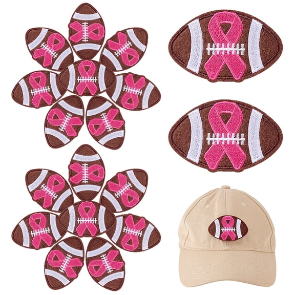 Computerized Embroidery Cloth Iron on/Sew on Patches Costume Accessories October Breast Cancer Pink Awareness Ribbon Rugby Colorful 45x68x1.5mm DIY