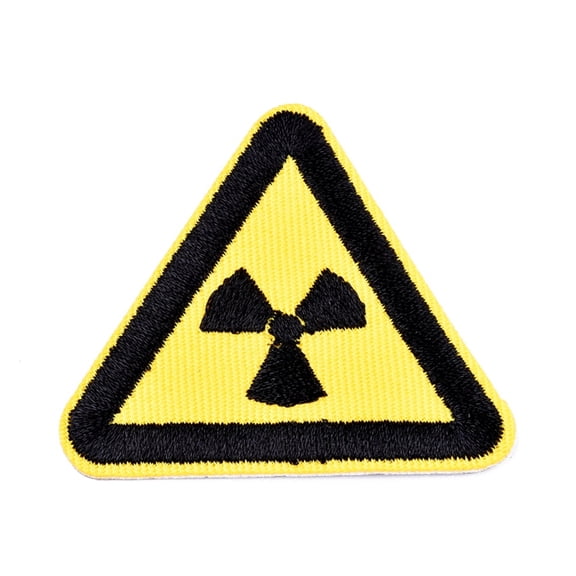 Computerized Embroidery Cloth Iron on/Sew on Patches Costume Accessories Triangle with Warning Sign Caution Ionizing Radiation Yellow