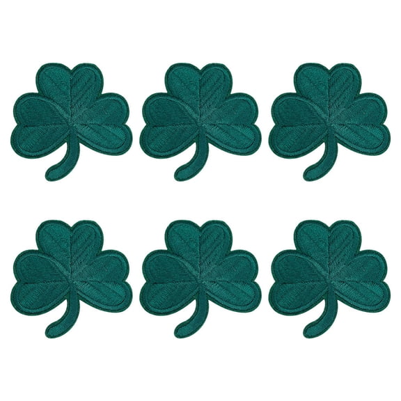 Computerized Embroidery Cloth Patches Self-adhesiveStick On Patch Costume Accessories Appliques Clover Dark Green 68x65x1.5mm for DIY