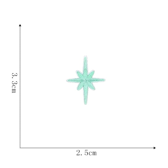 Computerized Embroidery Cloth Self-adhesive/Sew on Patches Costume Accessories 8 Pointed Star Aquamarine 33x25mm