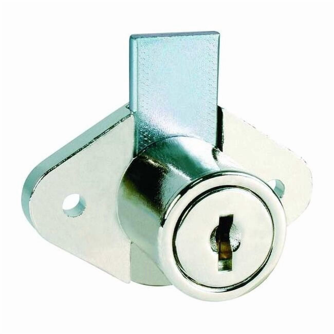 Cabinet and Drawer Dead Bolt Locks, Bright Nickel, 15/16" For Door Thickness, 2 Number of Keys