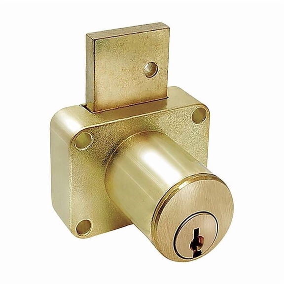 Removable Core Plug Cabinet and Drawer Dead Bolt Locks, Satin Brass, 7/8" For Door Thickness