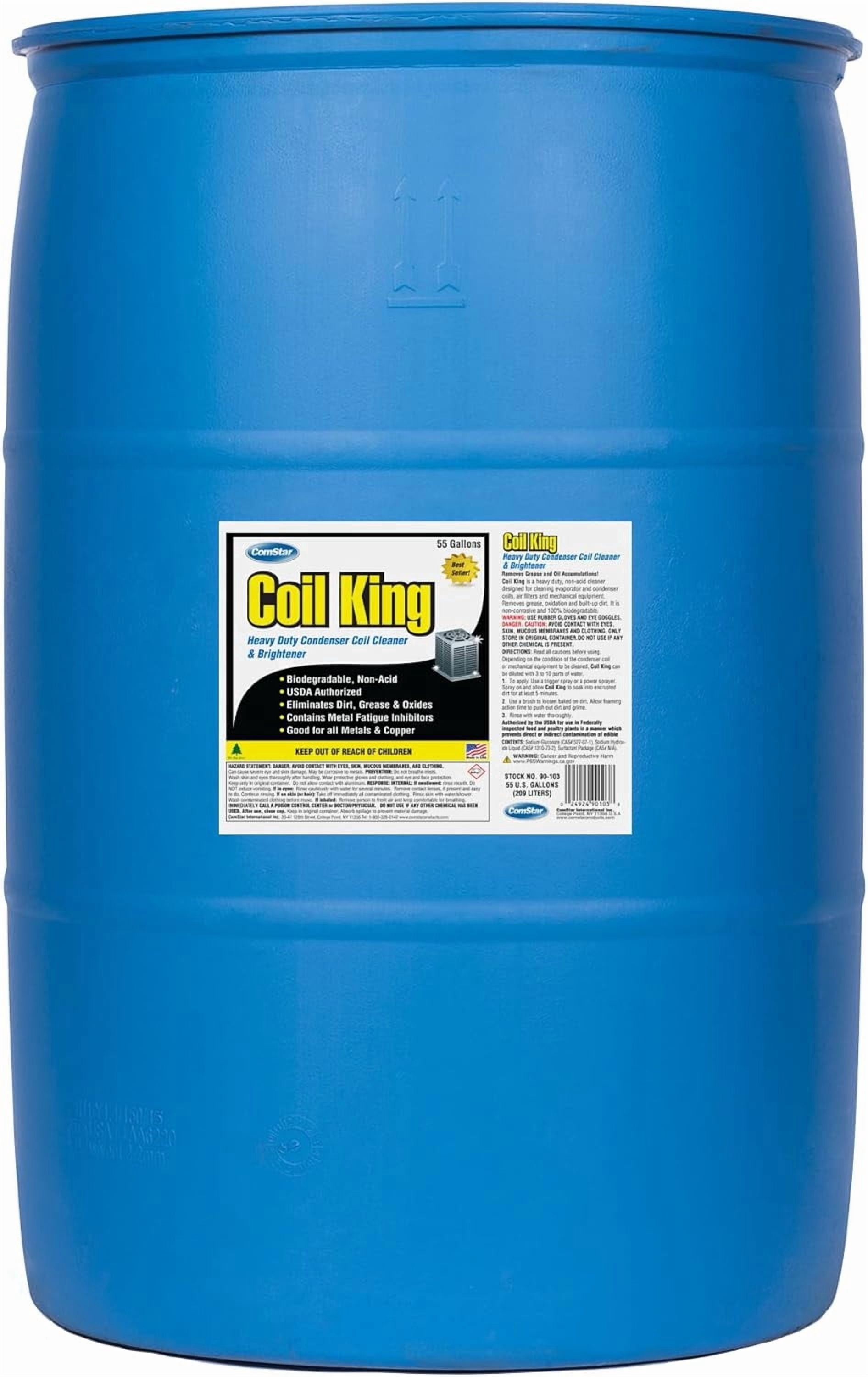 ComStar Coil King, 55 Gallons, Heavy Duty Foaming Condenser Coil Cleaner & Brightener, Alkaline, Non-Acid Cleaner for Finned Tubes, Air-Cooled Condenser Coils, Made in USA (90-103)