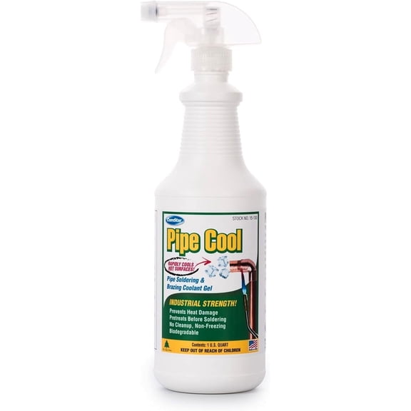 ComStar Pipe Cool, Pipe Soldering & Brazing Coolant Gel, Prevents Heat Damage, Instantly Cools Surfaces, Fire Retardant, Non-Toxic, Biodegradable, No Cleanup Required, 1 Quart with Spray (15-130)