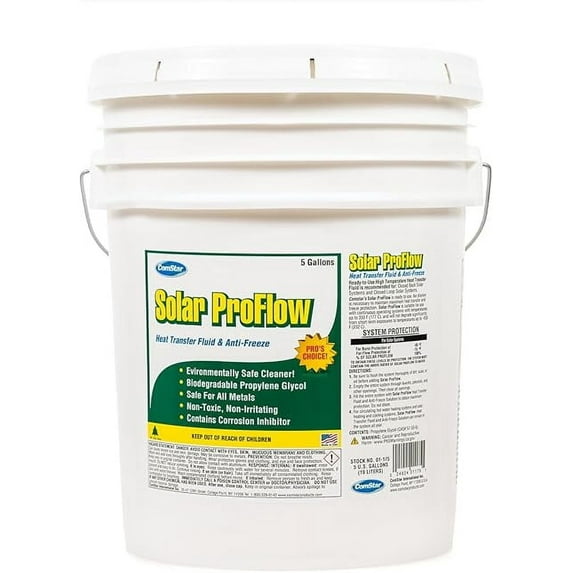 ComStar Solar ProFlow, 5 Gallon, Ready-To-Use High Temperature Heat Transfer Fluid & Anti-Freeze, Ideal for Closed Loop Solar Systems, Maximum Heat Transfer, Freeze Protection (01-175)