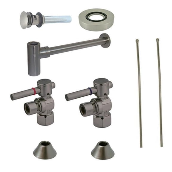 Comtemporary Plumbing Sink Trim Kit with Bottle Trap for Overflow Hole Vessel Sink, Satin Nickel