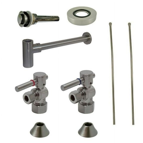 Comtemporary Plumbing Sink Trim Kit with Bottle Trap for Vessel Sink without Overflow Hole, Satin Nickel