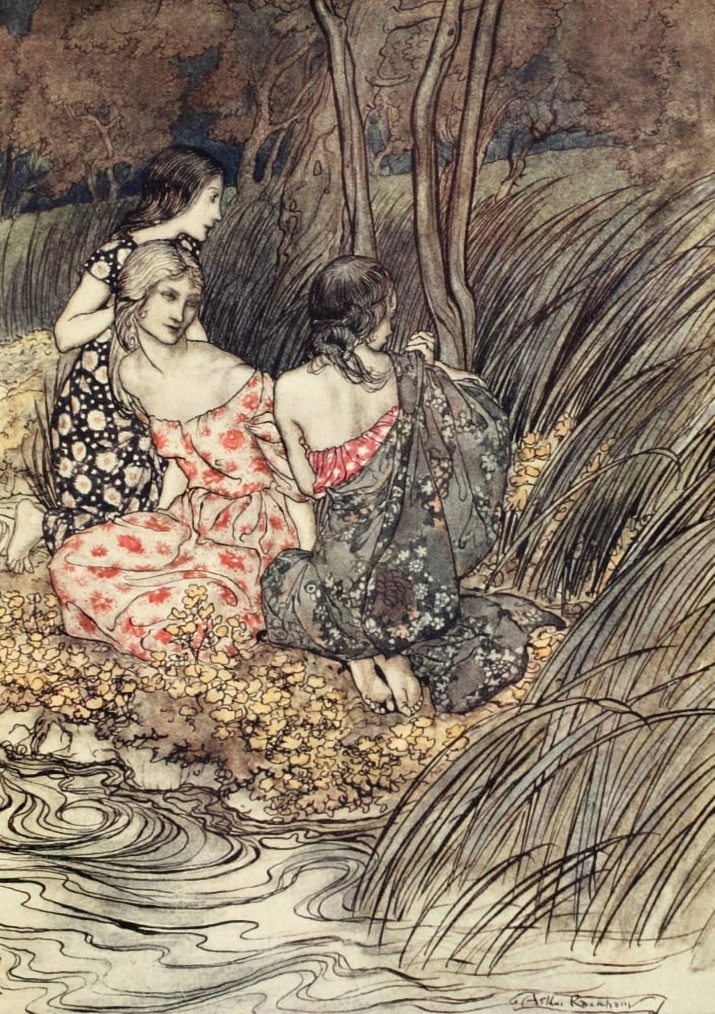 Comus 1921 Flowry kirtld Naiades Canvas Art - A Rackham (24 x 36)