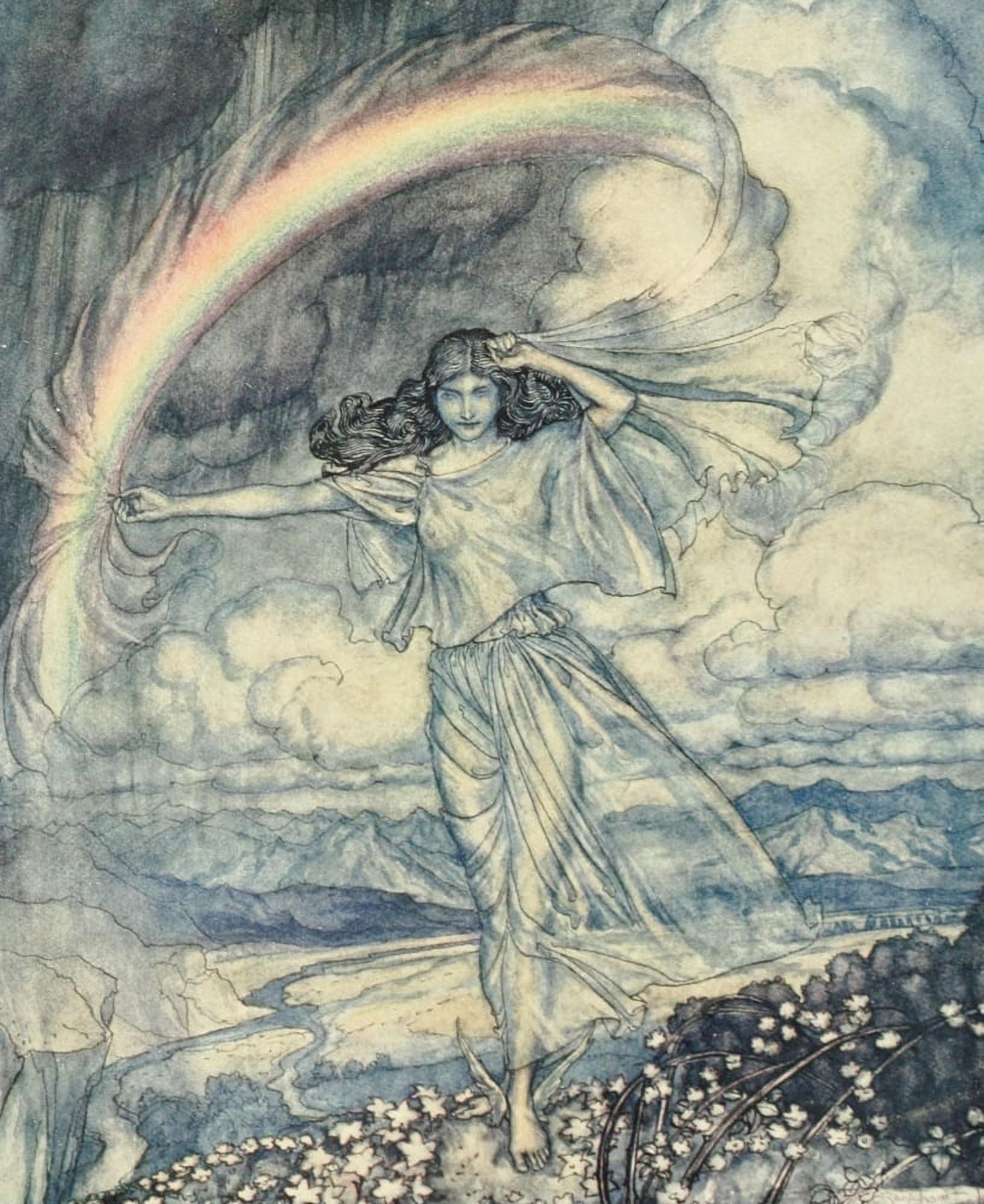Comus 1921 Iris there with humid bow Canvas Art - Arthur Rackham (24 x 36)