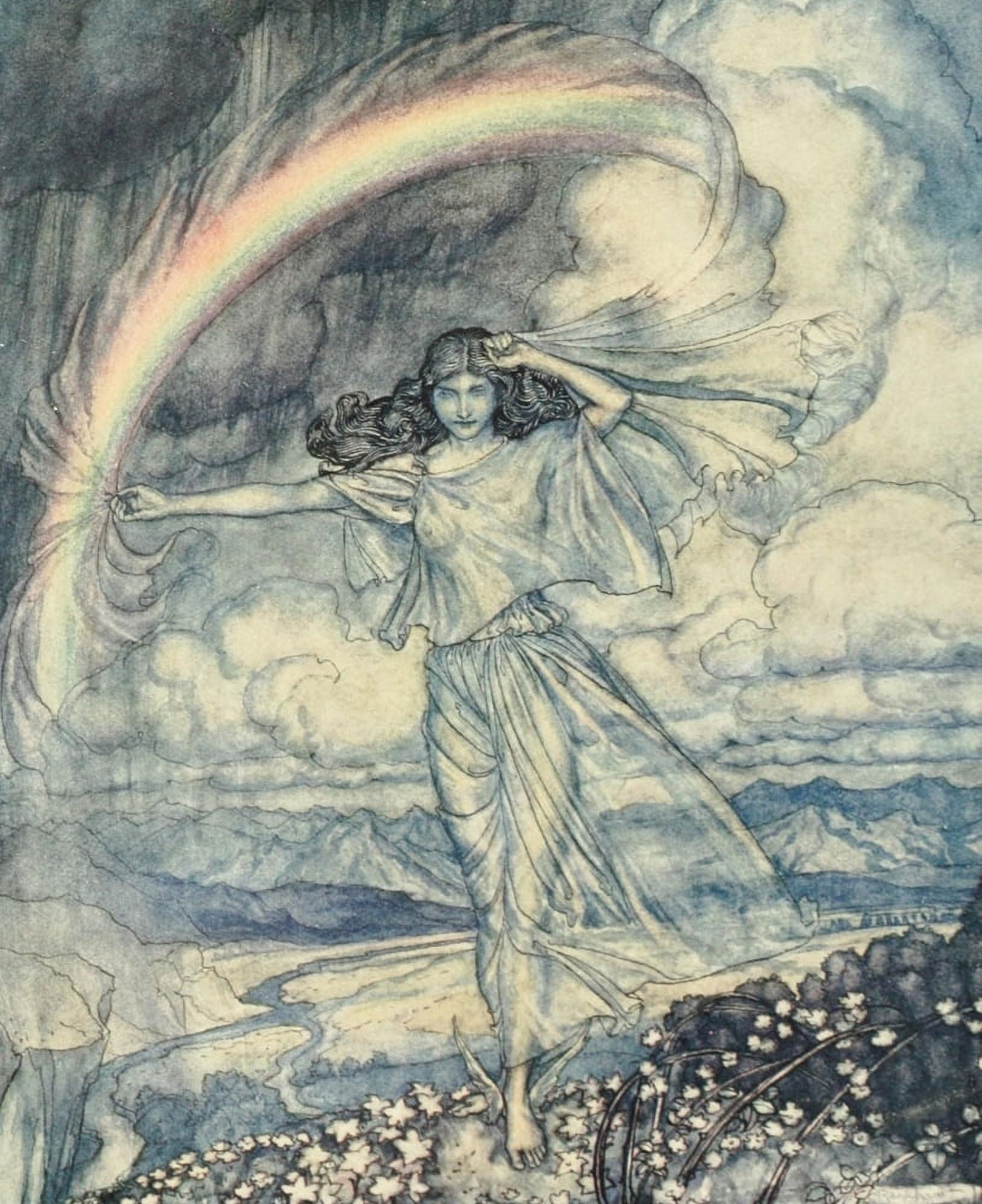 Comus 1921 Irish with humid bow Canvas Art - A Rackham (24 x 36)