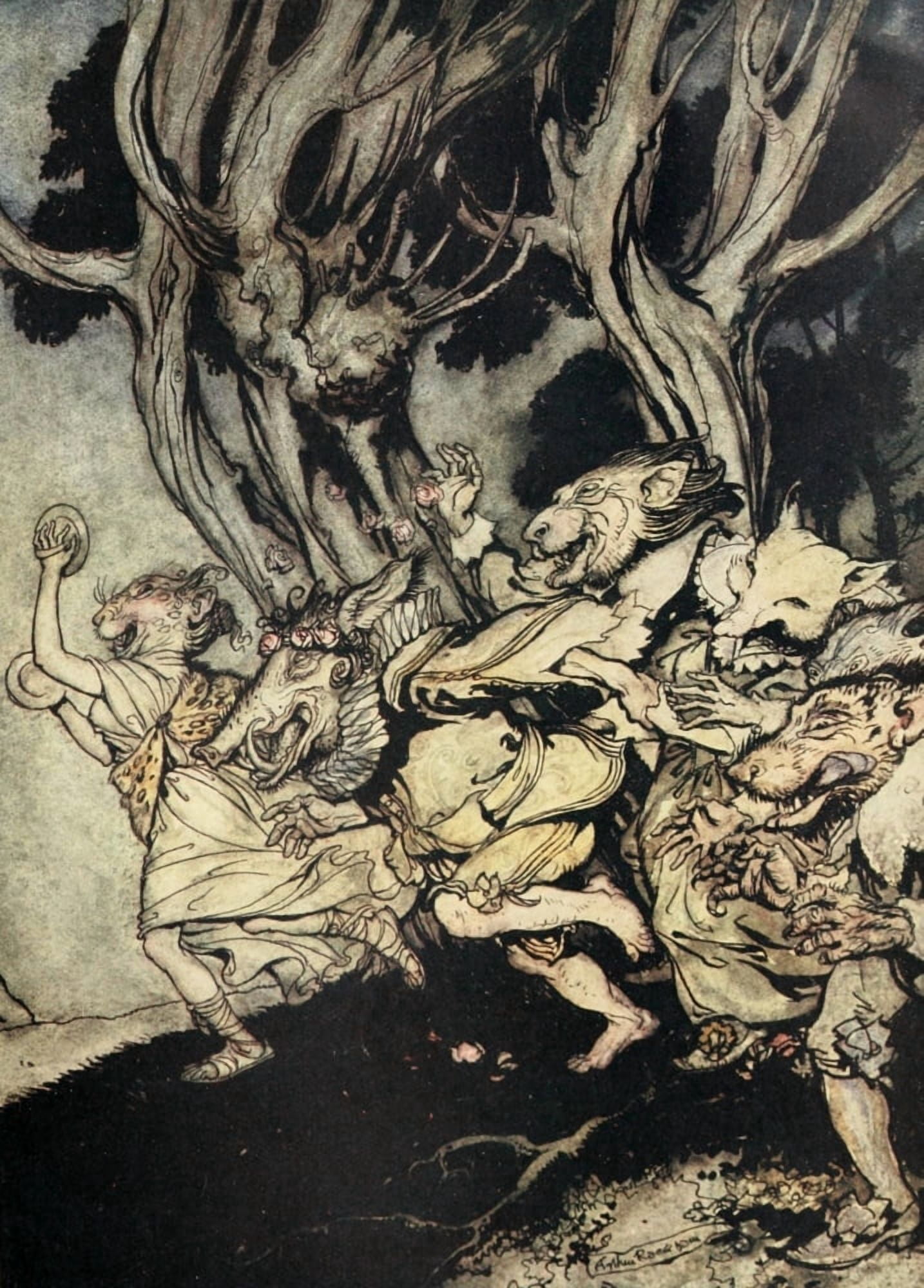 Comus 1921 Riotous unruly noise Canvas Art - A Rackham (18 x 24)