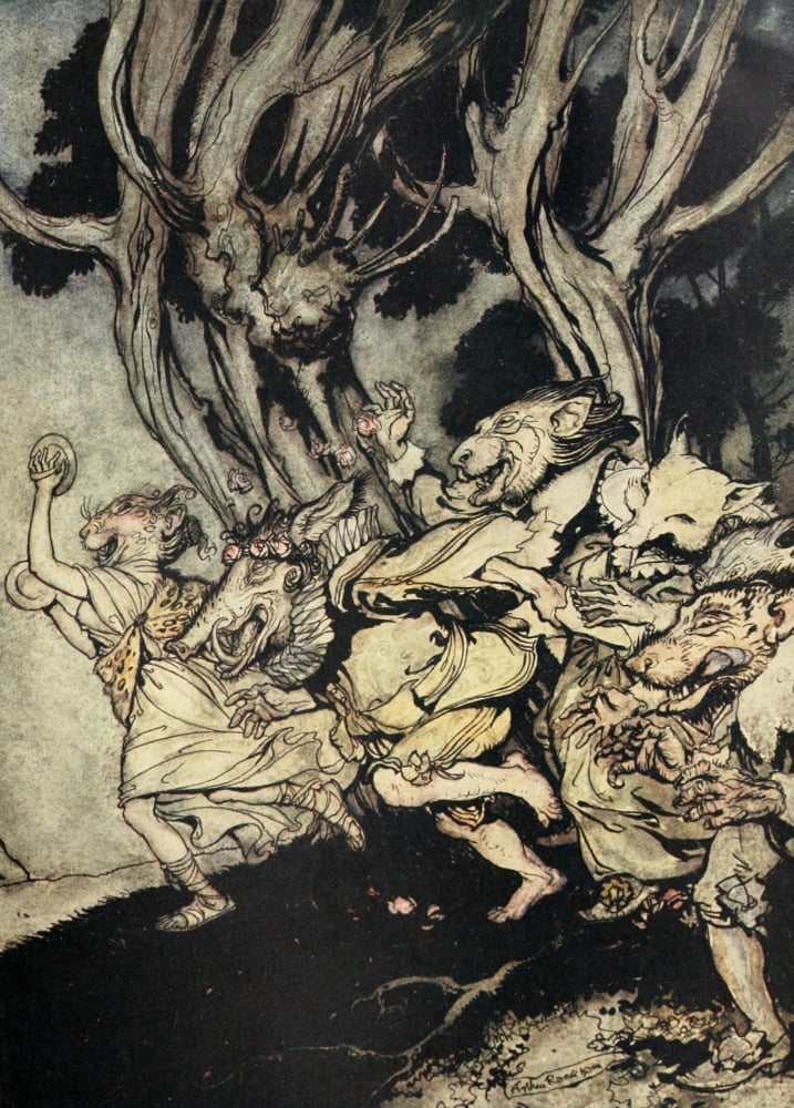 Comus 1921 Riotous unruly noise Canvas Art - A Rackham (24 x 36)