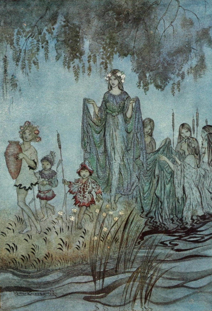 Comus 1921 Sabrina rises Canvas Art - Arthur Rackham (24 x 36)