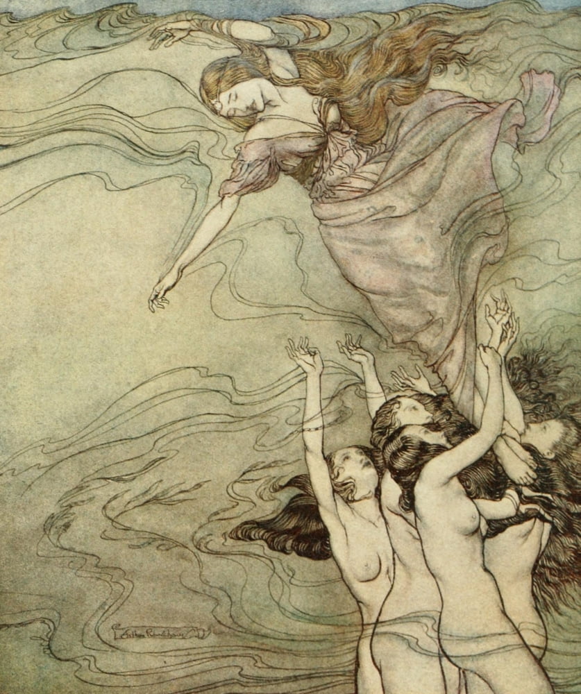 Comus 1921 Water nymphs Canvas Art - A Rackham (18 x 24)