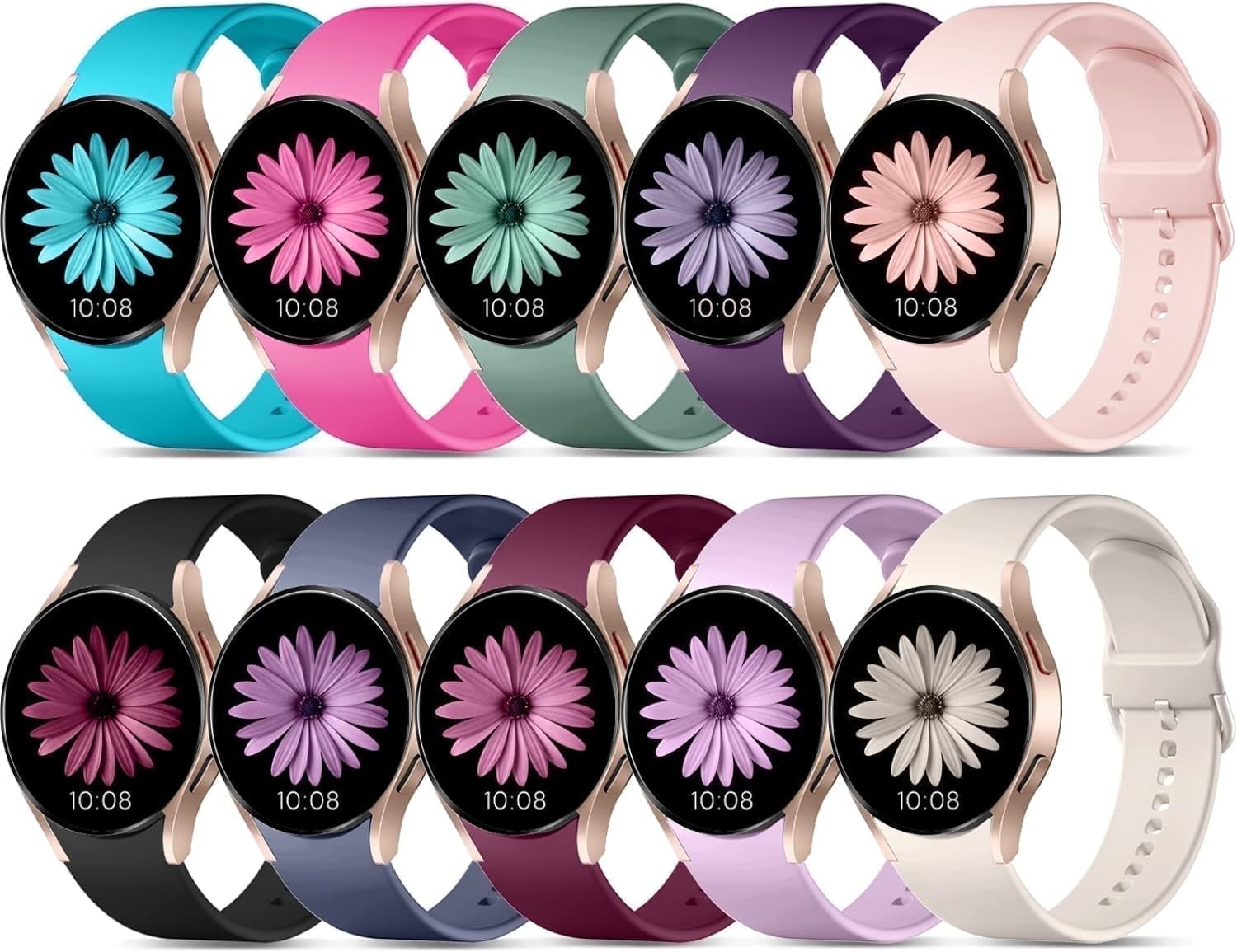 Comvin Compatible With Samsung Galaxy Watch 7/6/5/4 Bands 40mm 44mm/Watch 6 Classic 47mm 43mm/Watch 5 Pro Bands 45mm for Women Men, Silicone Soft Sport Wristbands