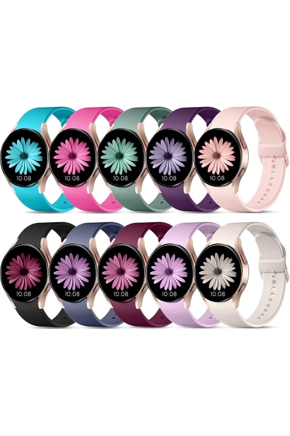 Compatible With Samsung Galaxy Watch 7/6/5/4 Bands 40mm 44mm/Watch 6 Classic 47mm 43mm/Watch 5 Pro Bands 45mm for Women Men, Silicone Soft Sport Wristbands