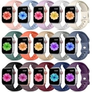 Comvin Silicone Compatible With Apple Watch Bands 38mm 40mm 41mm 42mm 44mm 45mm 49mm for Women Men, Sport Wristbands Fits For iWatch Ultra Series 11 10 9 8 7 6 5 4 3 SE, 15 Pack