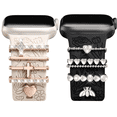 thumbnail image 1 of Comvin 2 Pack Flower Engraved Band Compatible with Apple Watch Bands for Women 40mm 38mm 41mm, Soft Silicone Band with Decorative Apple Watch Charms for iWatch Series 9 8 7 6 5 4 3 2 1 SE (With Band), 1 of 7