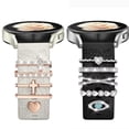 thumbnail image 1 of Comvin 2 Pack Flower Engraved Band for Samsung Galaxy Watch 7 Band/FE Watch 6 5 4 40mm 44mm/Galaxy Watch 5 Pro Band, 20mm Soft Silicone Replacement Strap with Decorative Charms Accessories Women, 1 of 8