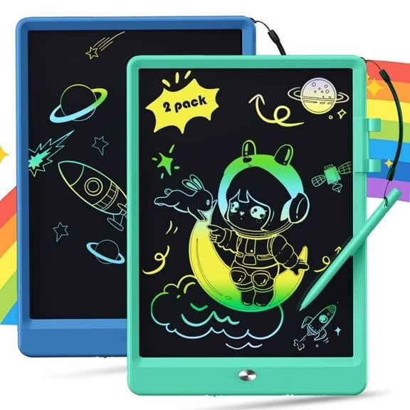 Comvin 2 Pack LCD Writing Tablet for Kids, 10 Inch Drawing Tablet Colorful Drawing Pad Doodle Board, Educational Learning Travel Toys Birthday Gifts for Boys Girls Age 3-8