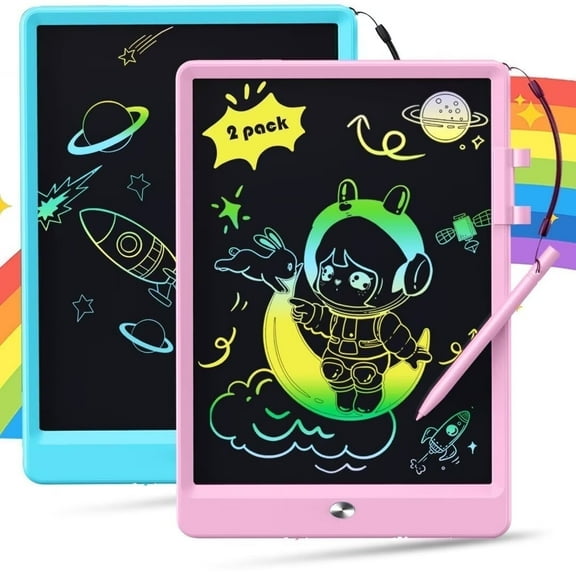 Comvin 2 Pack LCD Writing Tablet for Kids, 10 Inch Colorful Drawing Tablet Doodle Board, Erasable Reusable Electronic Drawing Pads Educational and Learning Toys for Boys Girls Age 3-8