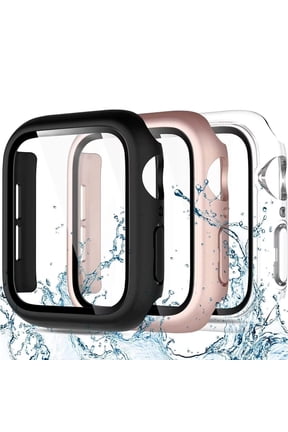 3 Pack Compatible with Apple Watch Screen Protector 40mm 44mm Series 6 5 4, Full Protective Waterproof PC Bumper Cover Accessories for Women Men