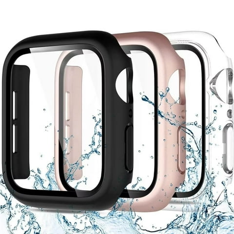3 Pack Compatible with Apple Watch Screen Protector 40mm 44mm Series 6 5 4, Full Protective Waterproof PC Bumper Cover Accessories for Women Men