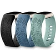 thumbnail image 1 of Comvin 3 Packs Floral Engraved Band Compatible with Fitbit Charge 6 Bands/Fitbit Charge 5 Bands Women, Cute Soft Silicone Sunflower Pattern Sport Designer Fancy Summer Strap for Charge 6/5, 1 of 7