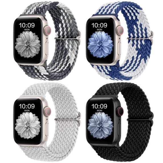 Comvin 4 Pack Braided Solo Loop Bands for Apple Watch 38mm 40mm 41mm Women Men,Elastic Wristbands Stretchy Strap for iWatch Ultra/Ultra 2/SE Series 9 8 7 6 5 4 3 2 1