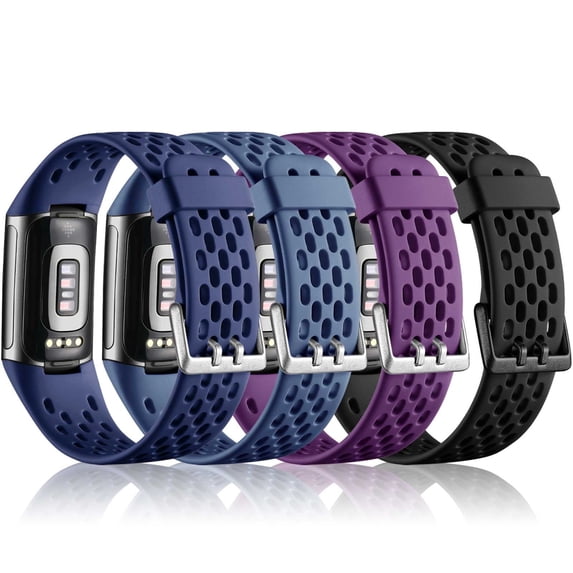 Comvin 4 Pack Compatible with Fitbit Charge 6/Charge 5 Bands for Women Men, Breathable Air Hole Sport Wristbands
