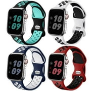 Comvin 4 Pack Soft Silicone Bands for Apple Watch Bands 40mm 38mm 41mm Women Men,Sport Breathable Wrist Strap for iWatch Ultra SE Series 9 8 7 6 5 4 3 2 1